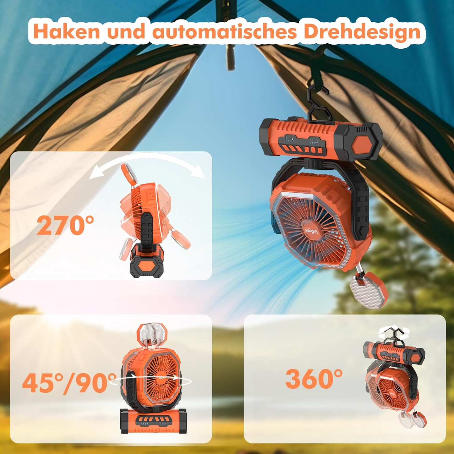 Outdoor Rechargeable Fan Light