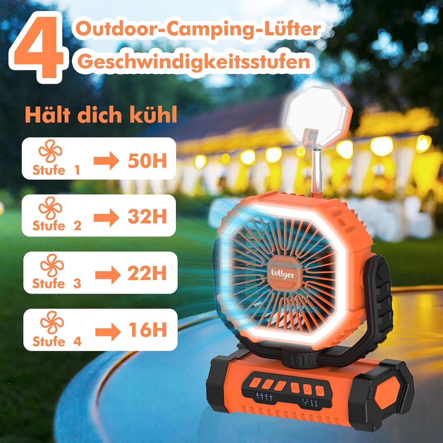 Outdoor Rechargeable Fan Light