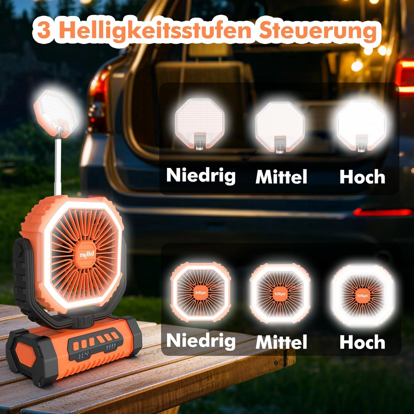 Outdoor Rechargeable Fan Light