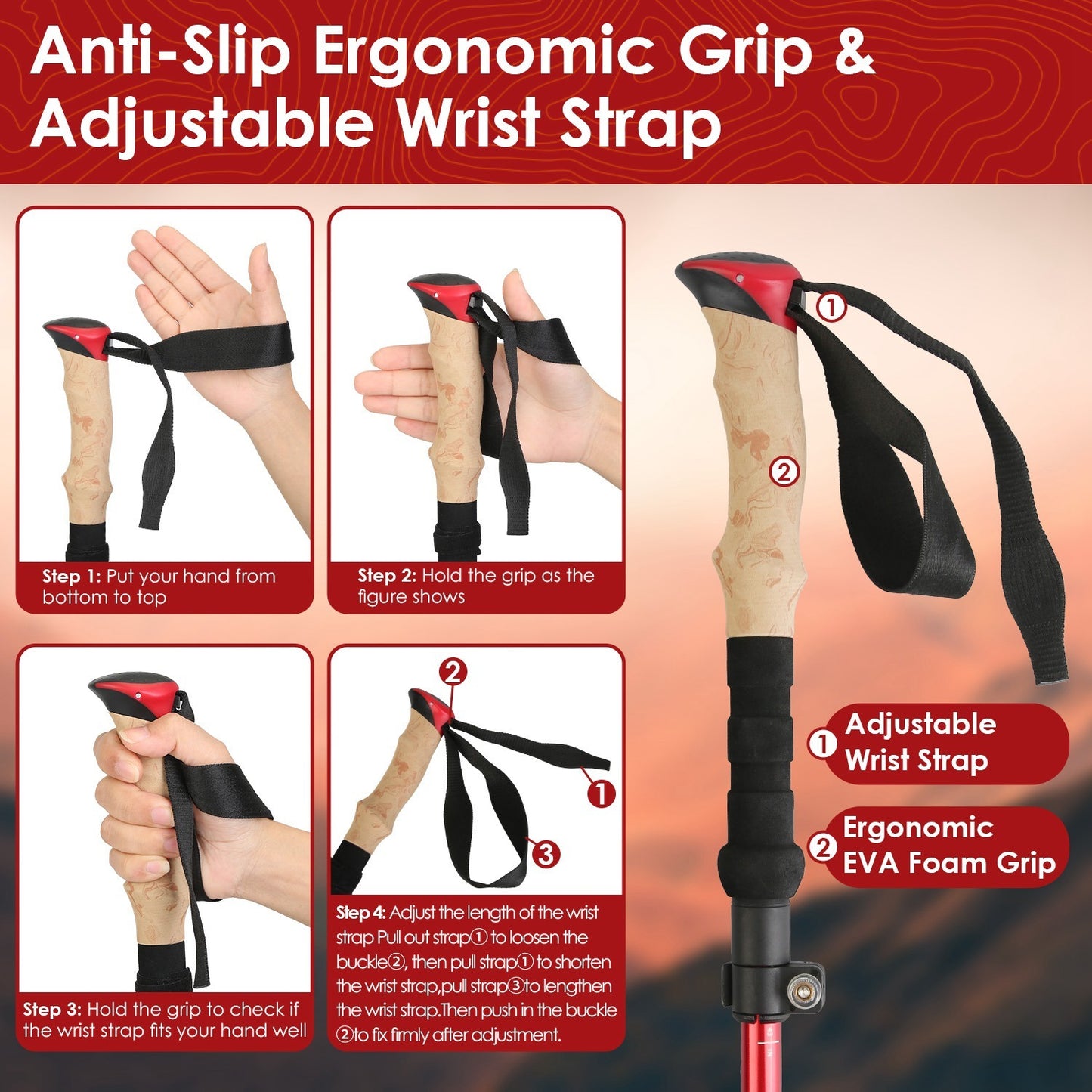 2er Set Faltbare Trekkingstöcke Alu