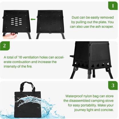 Schwarzer abnehmbarer Eisen-Campingkocher