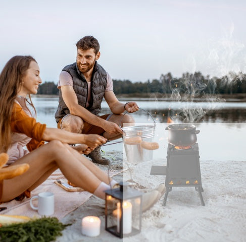 Schwarzer abnehmbarer Eisen-Campingkocher