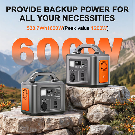 600W Portable Power Station,538.7Wh 145600mAh Solar Generator For Outdoor Camping, Home Backup,Power Outages ,No Solar Panel
