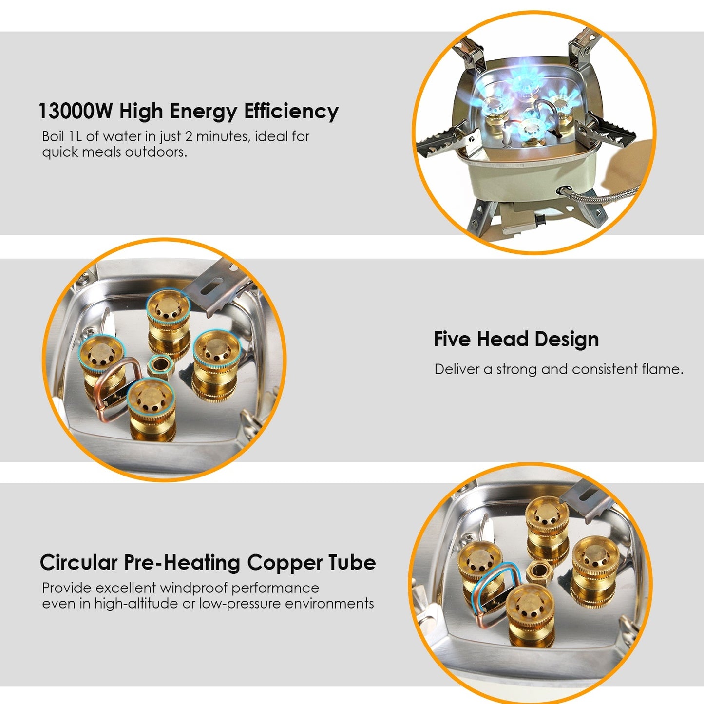 13000W Tragbarer Winddichter Campingkocher