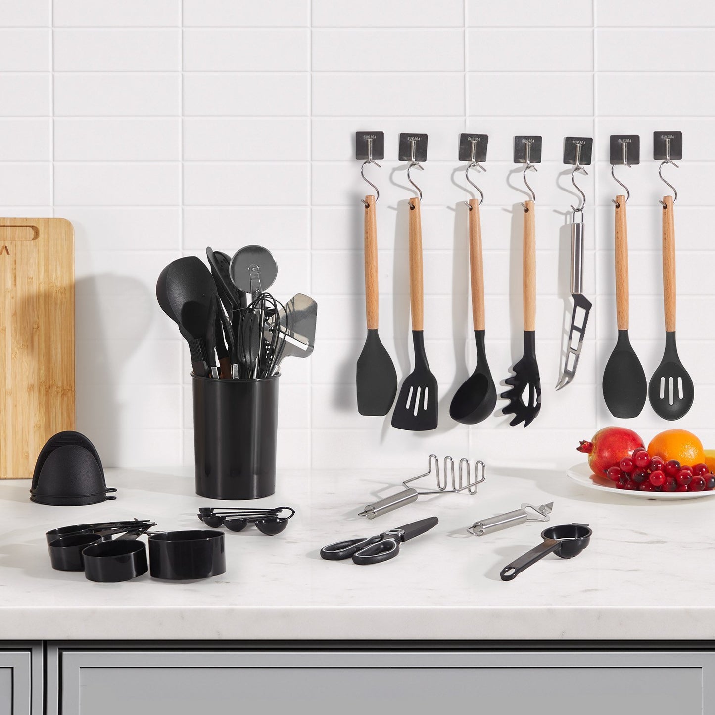 50-teiliges Silikon-Küchenutensilien Set hitzebeständig