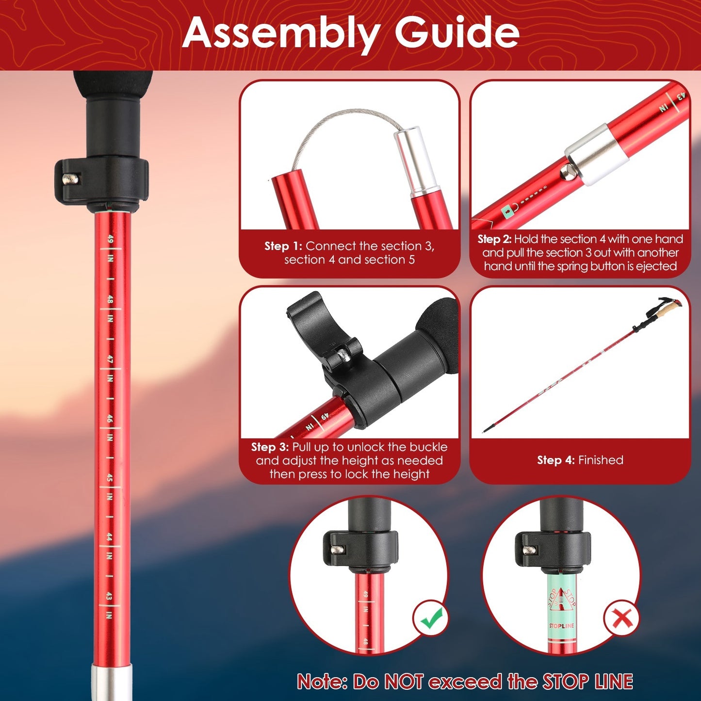 2er Set Faltbare Trekkingstöcke Alu