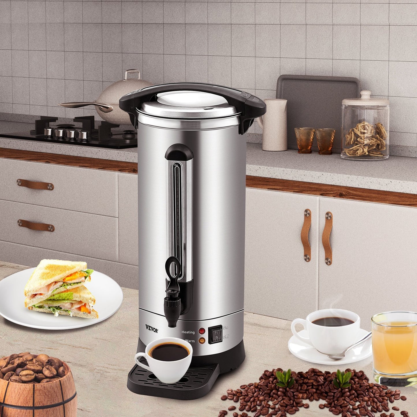 VEVOR Gewerblicher Kaffeeautomat 110 Tassen Edelstahl