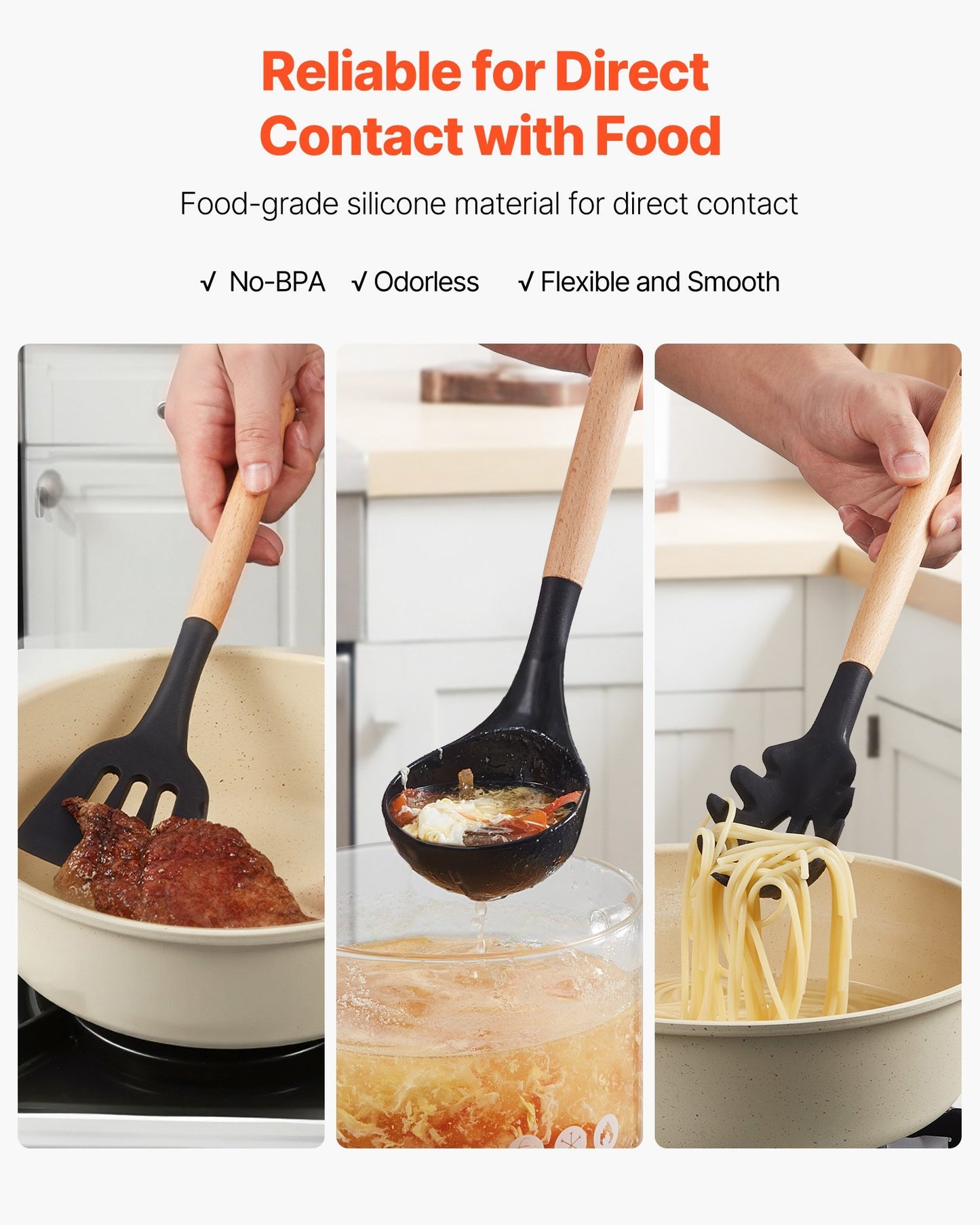 50-teiliges Silikon-Küchenutensilien Set hitzebeständig